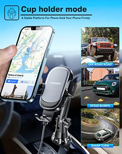 [משודרג] מחזיק כוס טופגו טלפון מטען אלחוטי, מחזיק טלפון סלולרי אוניברסלי מטען רכב אלחוטי-מטגן-כוס-טלפון טעינה מהירה עבור iPhone11/11 Pro/11 Pro Max, Samsung Galaxy Black